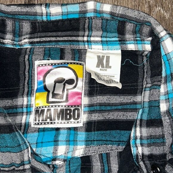 Mambo Australia Long Sleeves Snap Button Flannel Shirt Multicolored Mens Size XL - Picture 3 of 4